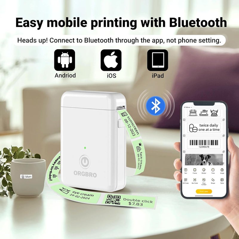 ARGBROW Label Maker Machine with Tape, X1 Portable Bluetooth Mini Label Printer, Support Pre-Cut & Continuous Label, Wireless Small Label Makers with Versatile App for School Home Office Organization - Image 3